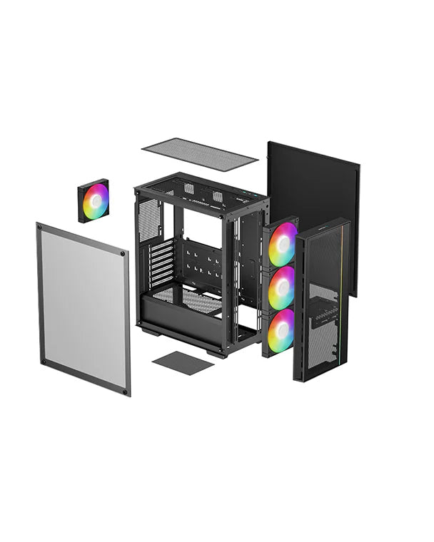 Caja ordenador gaming Deepcool matrexx55 mesh v4 ATX cristal templado negro