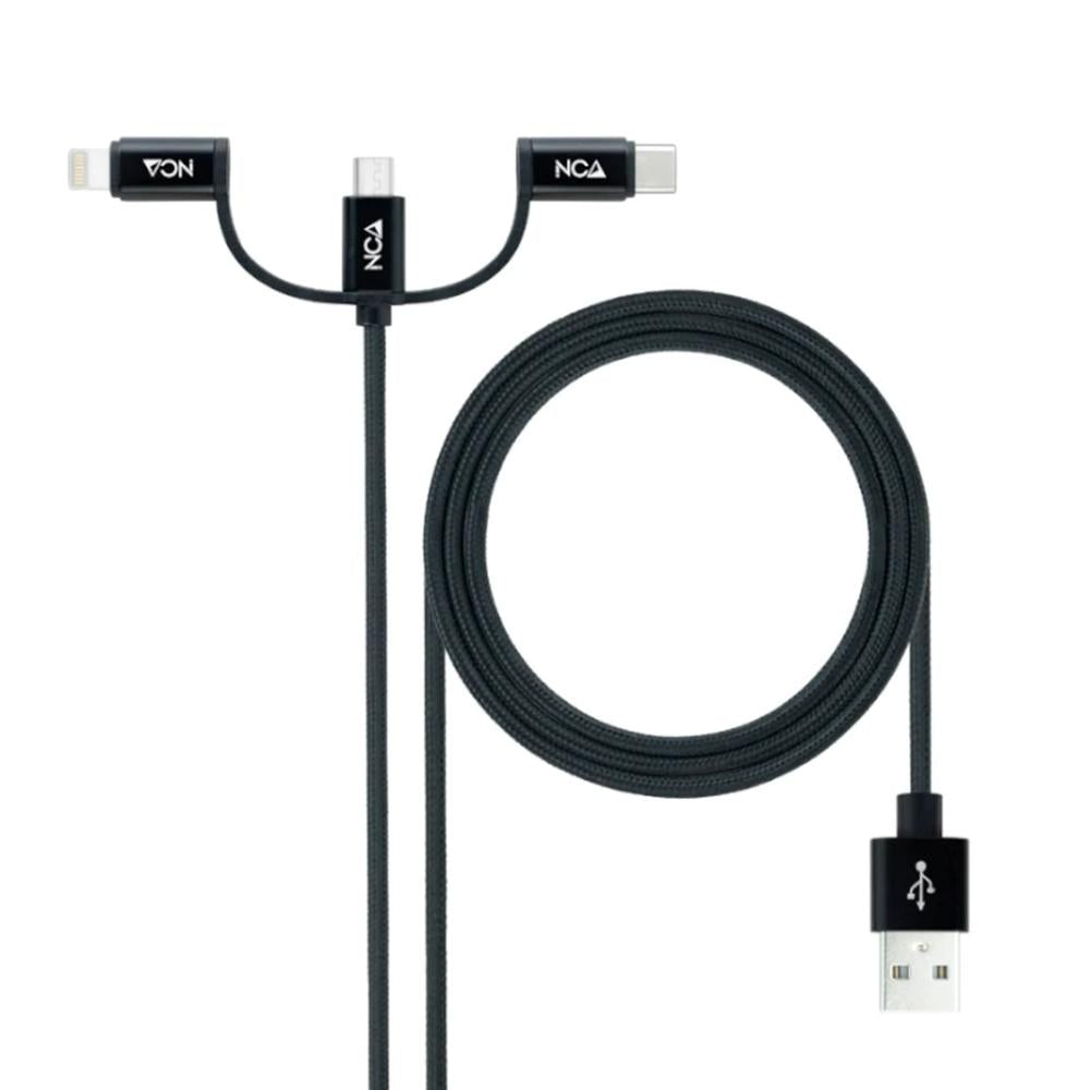 Cable USB tipo a a micro USB - USB tipo c - lightning Nanocable 1m · macho - macho · negro