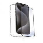Funda Muvit recycletek para apple iphone 16 transparente + protector cristal templado marco negro