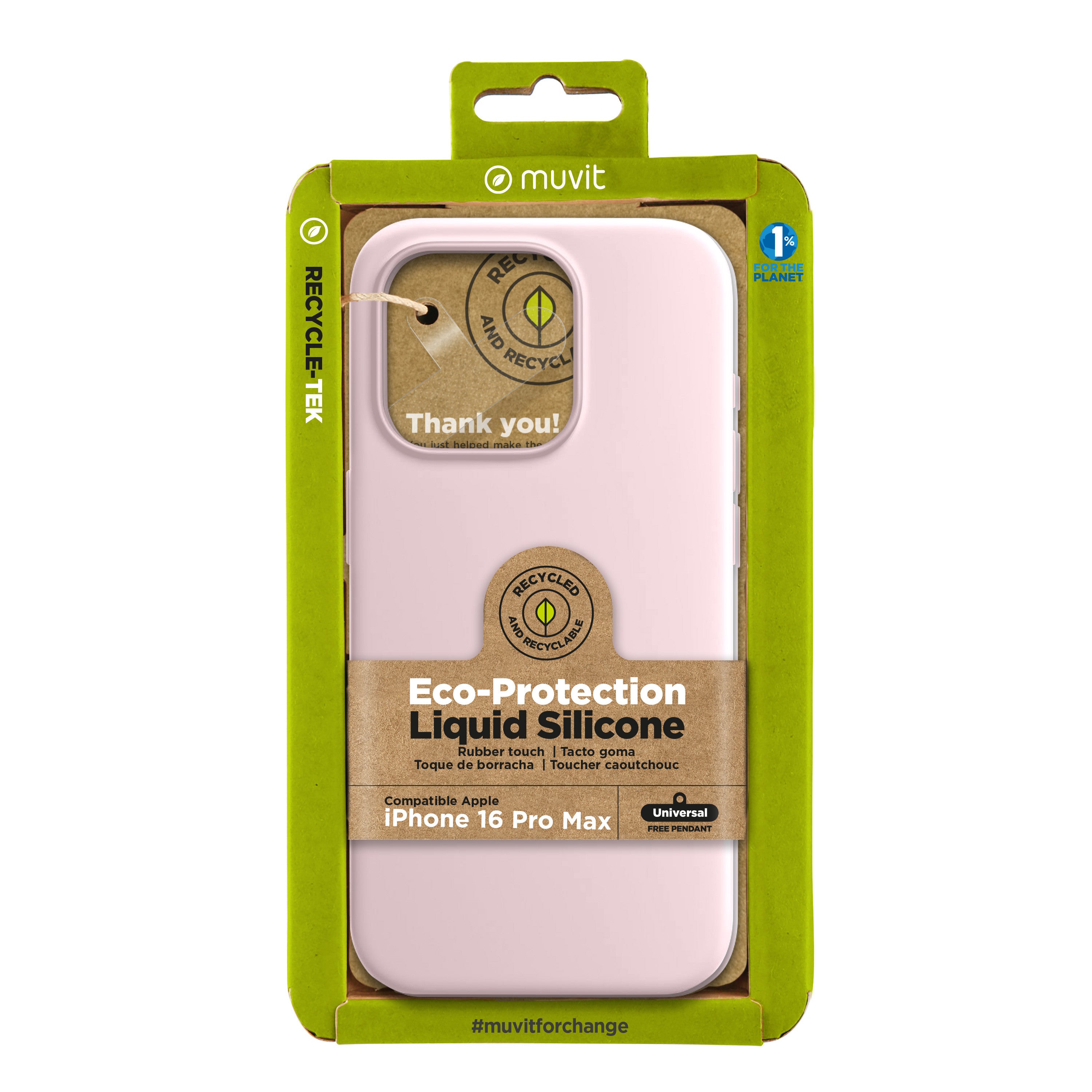 Funda Muvit recycletek liquid silicone para apple iphone 16 pro max rosa