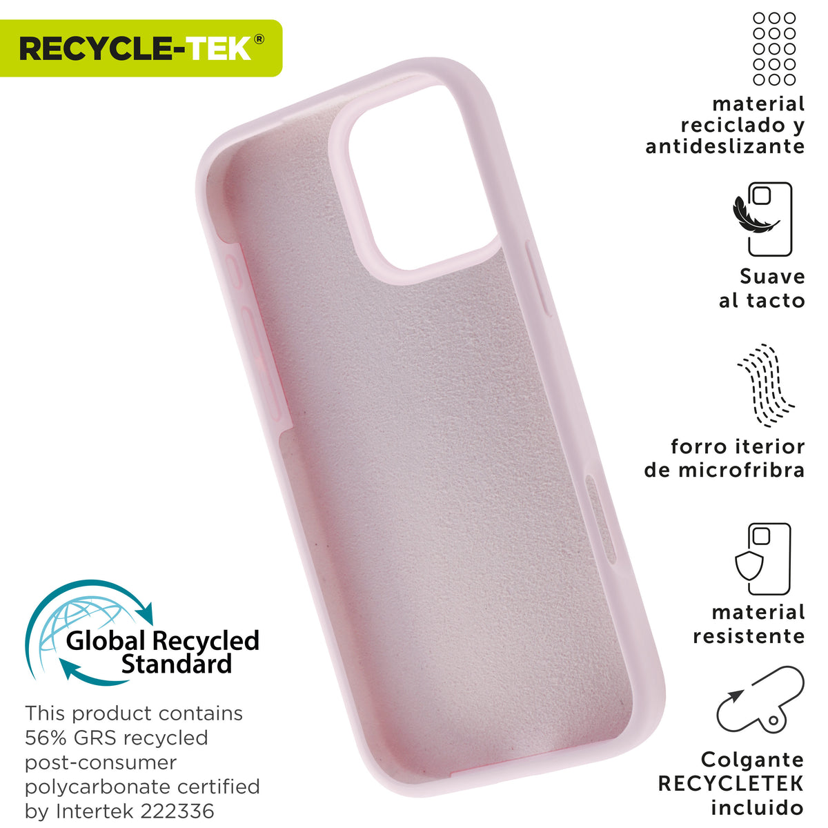 Funda Muvit recycletek liquid silicone para apple iphone 16 pro max rosa