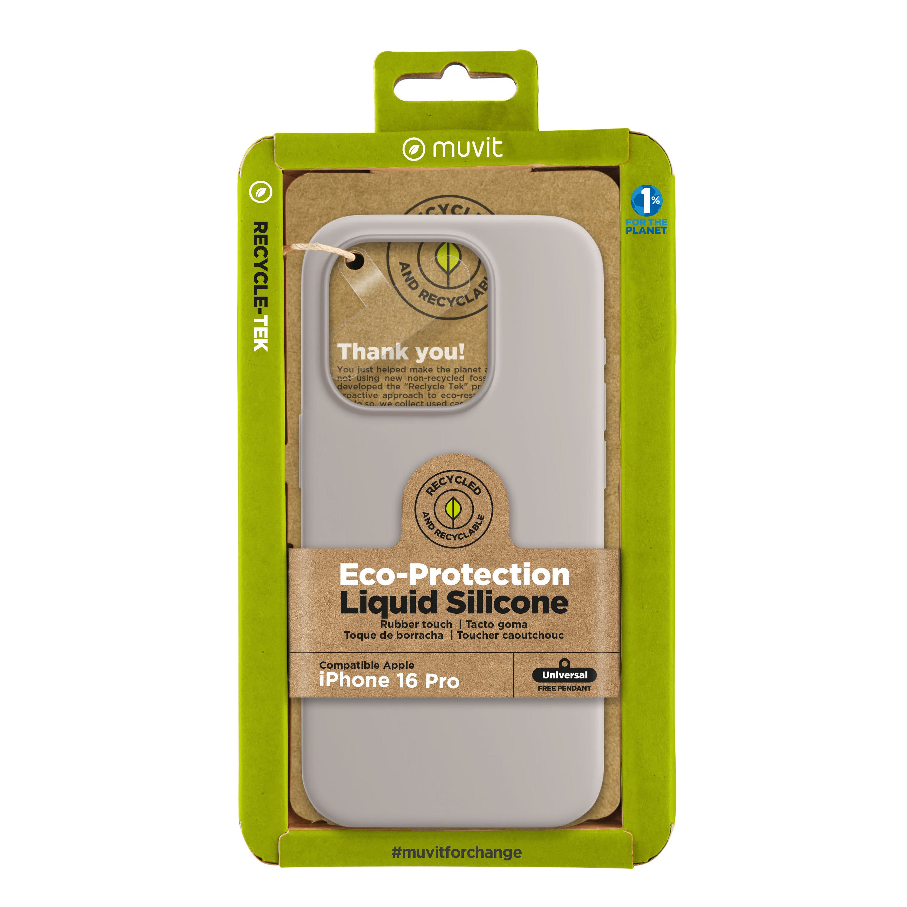 Funda Muvit recycletek liquid silicone para apple iphone 16 pro nude