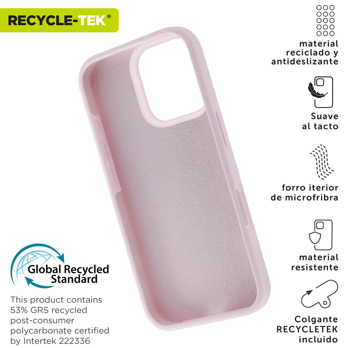 Funda Muvit recycletek liquid silicone para apple iphone 16 pro rosa