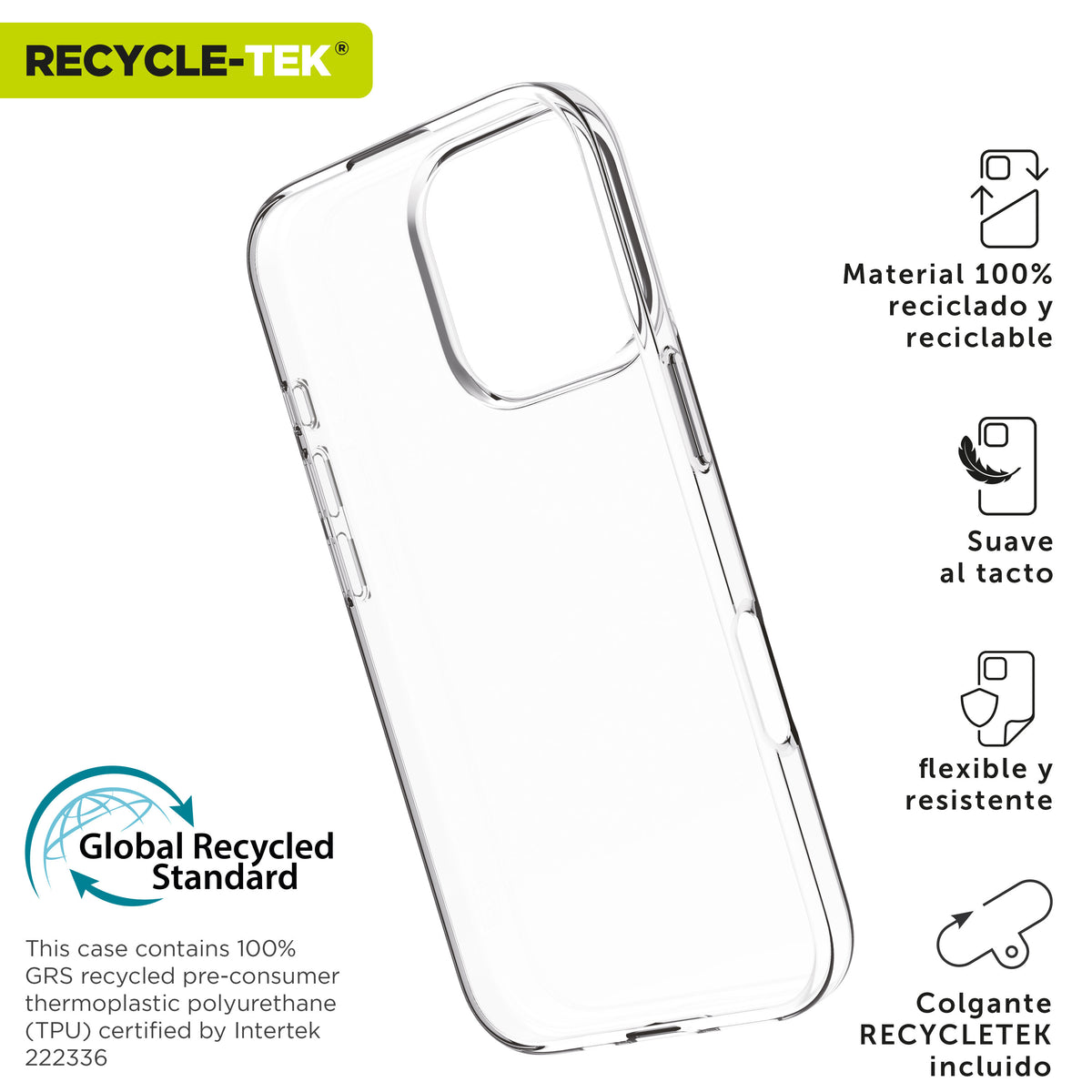 Funda Muvit recycletek para apple iphone 16 pro max transparente