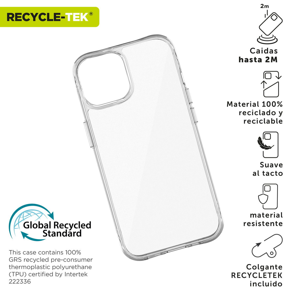 Funda Muvit shockproof 2m para apple iphone 16 pro transparente