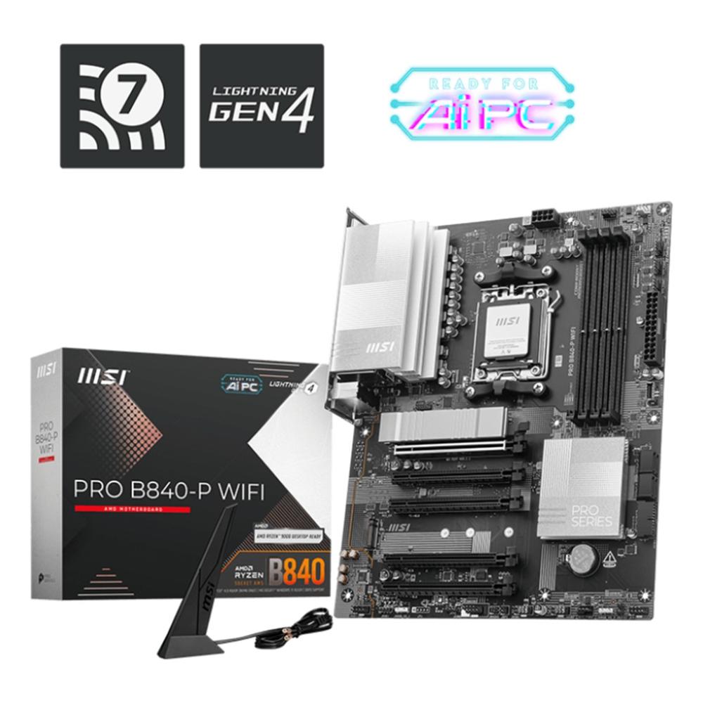 Placa base MSI pro b840 - p am5 WiFi ATX · 4x DDR5 · 3x USB 3.2 · 1x USB tipo c