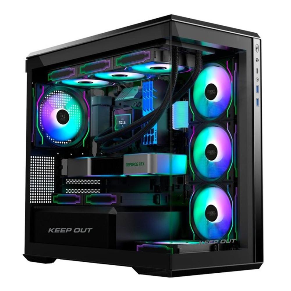 Caja ordenador gaming keep out xc - 905 pro+ mATX argb cristal templado negro