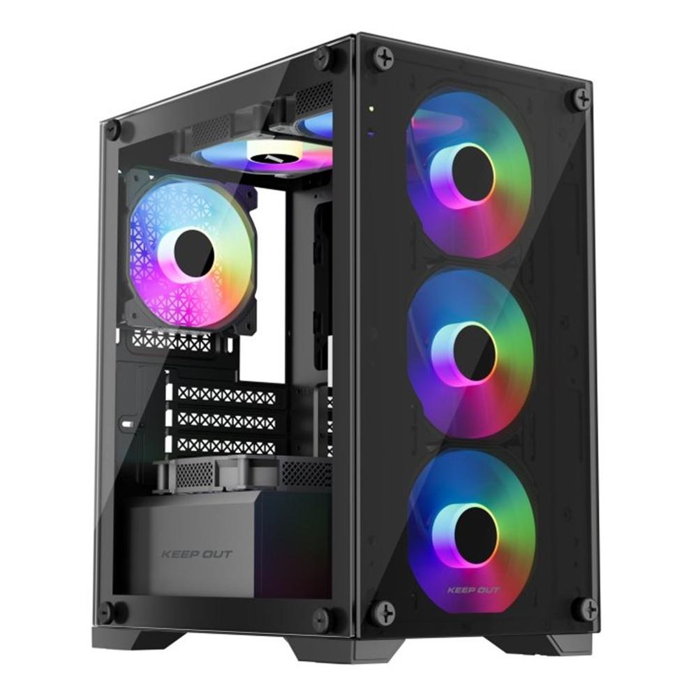 Caja ordenador gaming keep out xc - 201 glass mATX argb cristal templado negro
