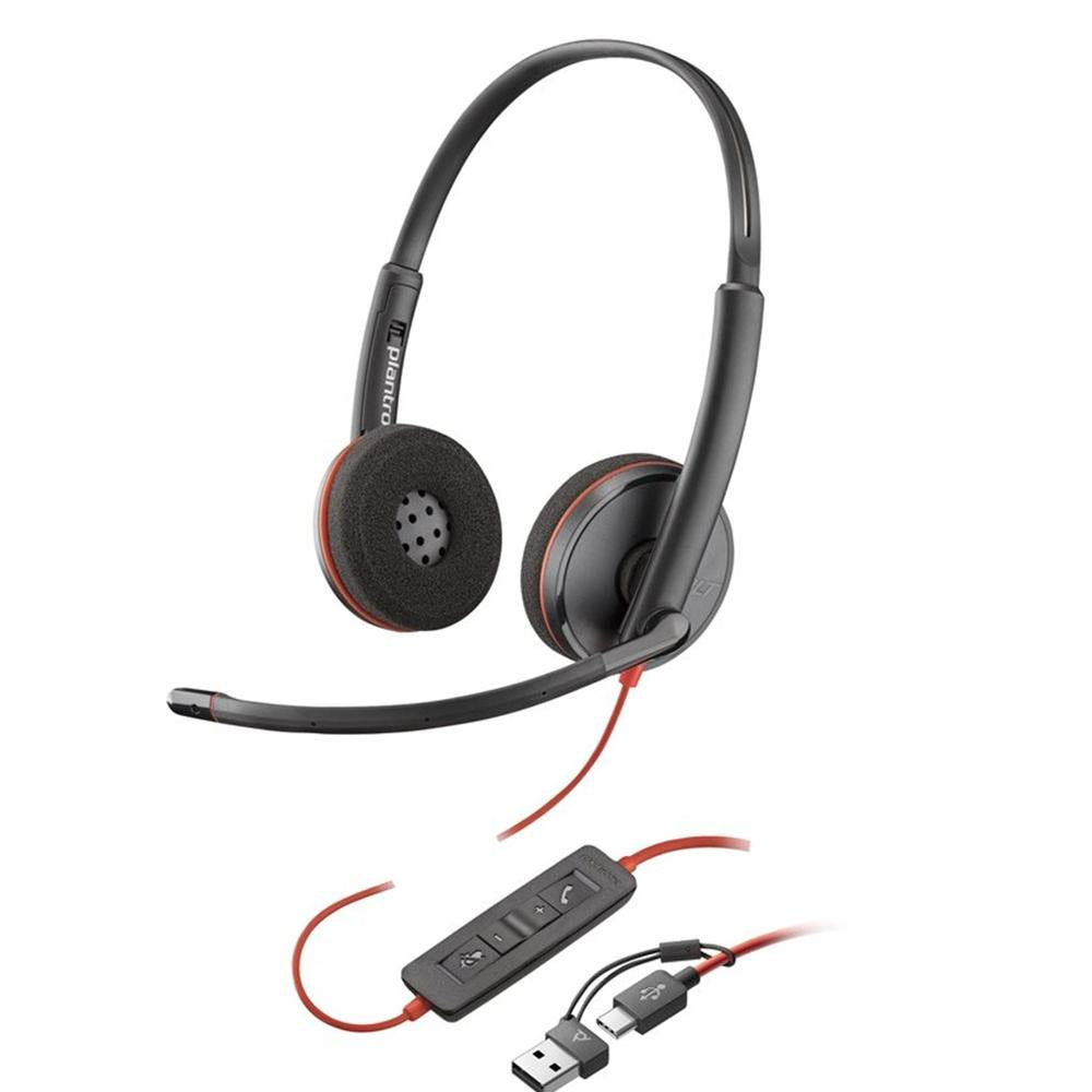 Auriculares Poly blackwire 3220 estéreo USB - c negro + adaptador USB - c - a (bulk)