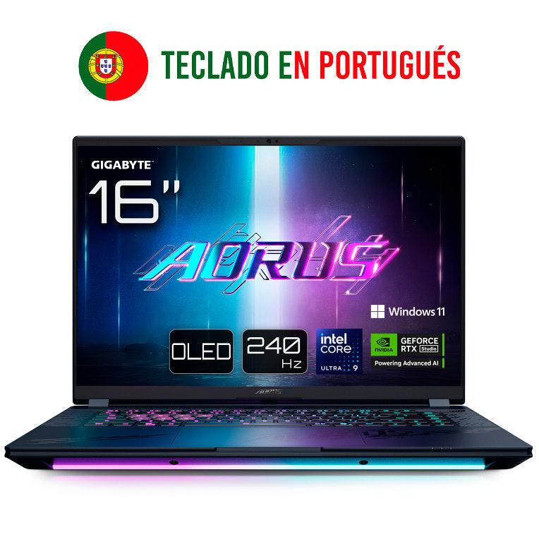Portátil Gigabyte aorus master 16 u9 - 275hx - rtx 5090 - 32gb - 1tb - 16 pulgadasoled - w11p -  portugues