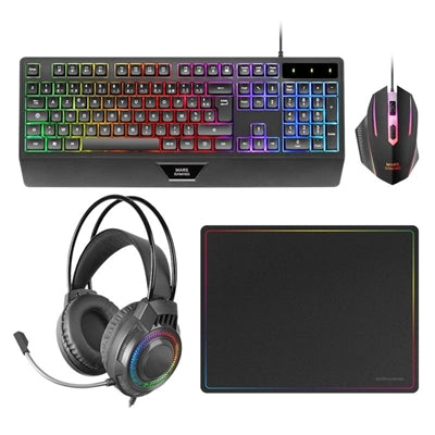 Kit mars gaming teclado + ratón + alfombrilla + auricular