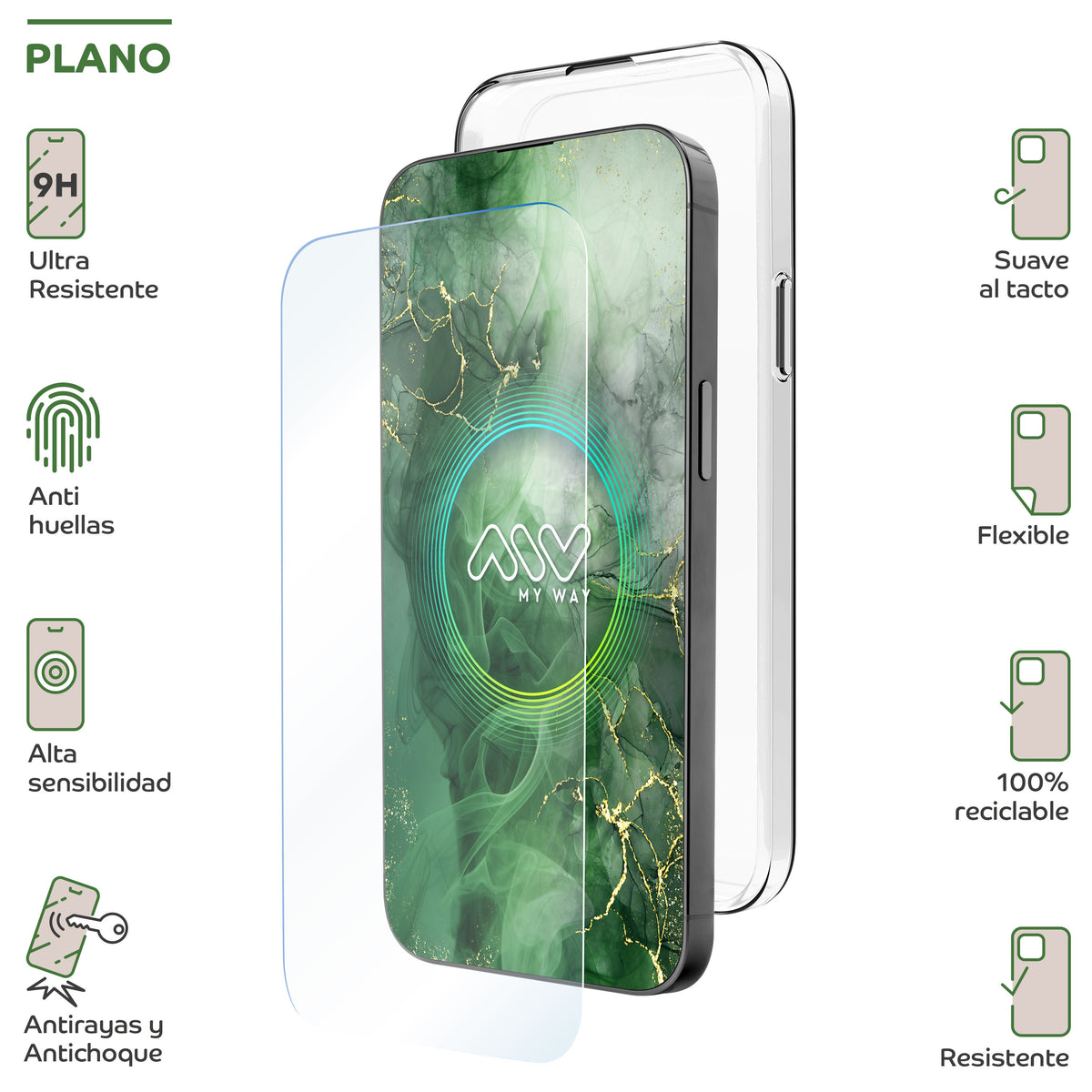 Carcasa Myway para apple iphone 16 transparente + protector pantalla cristal templado