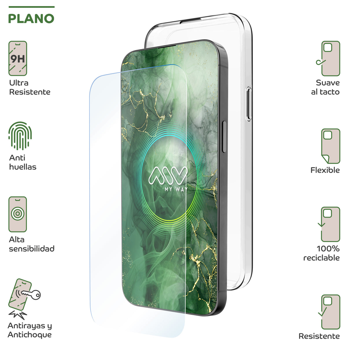 Carcasa Myway para apple iphone 16e transparente + protector pantalla cristal templado