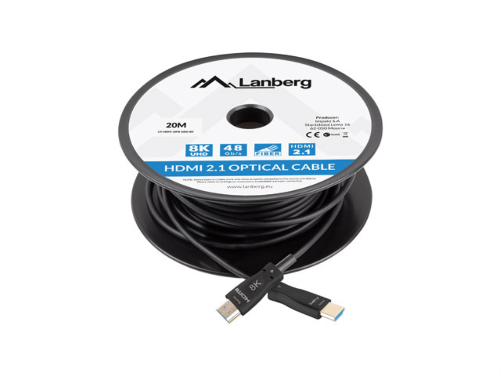 Cable HDMI aoc Lanberg v2.1 m - m óptico activo 8K 60hz 20m negro