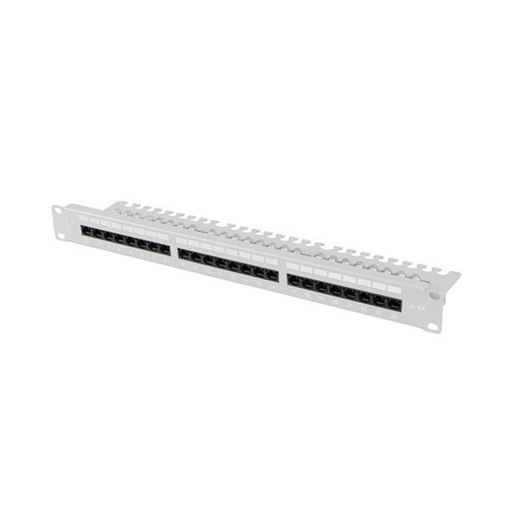 Patch panel Lanberg 24 puertos 1u 19 pulgadas cat.6a utp con organizador cables gris