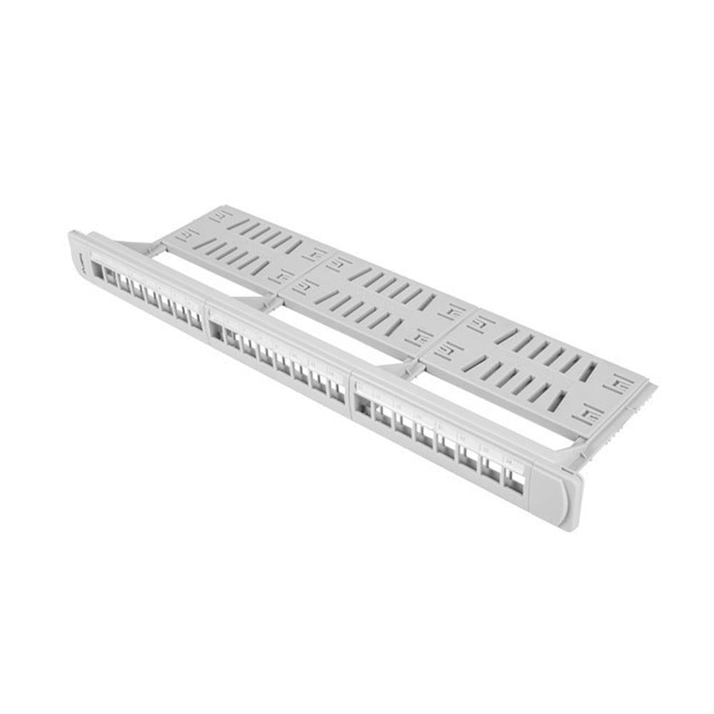 Patch panel Lanberg 24 puertos 1u rack 19 pulgadas organizador modulos keystone gris