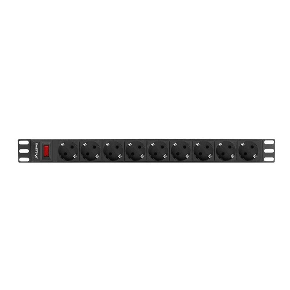 Regleta Lanberg 1u 16a 9x schuko rack 19 pulgadas 3m negro