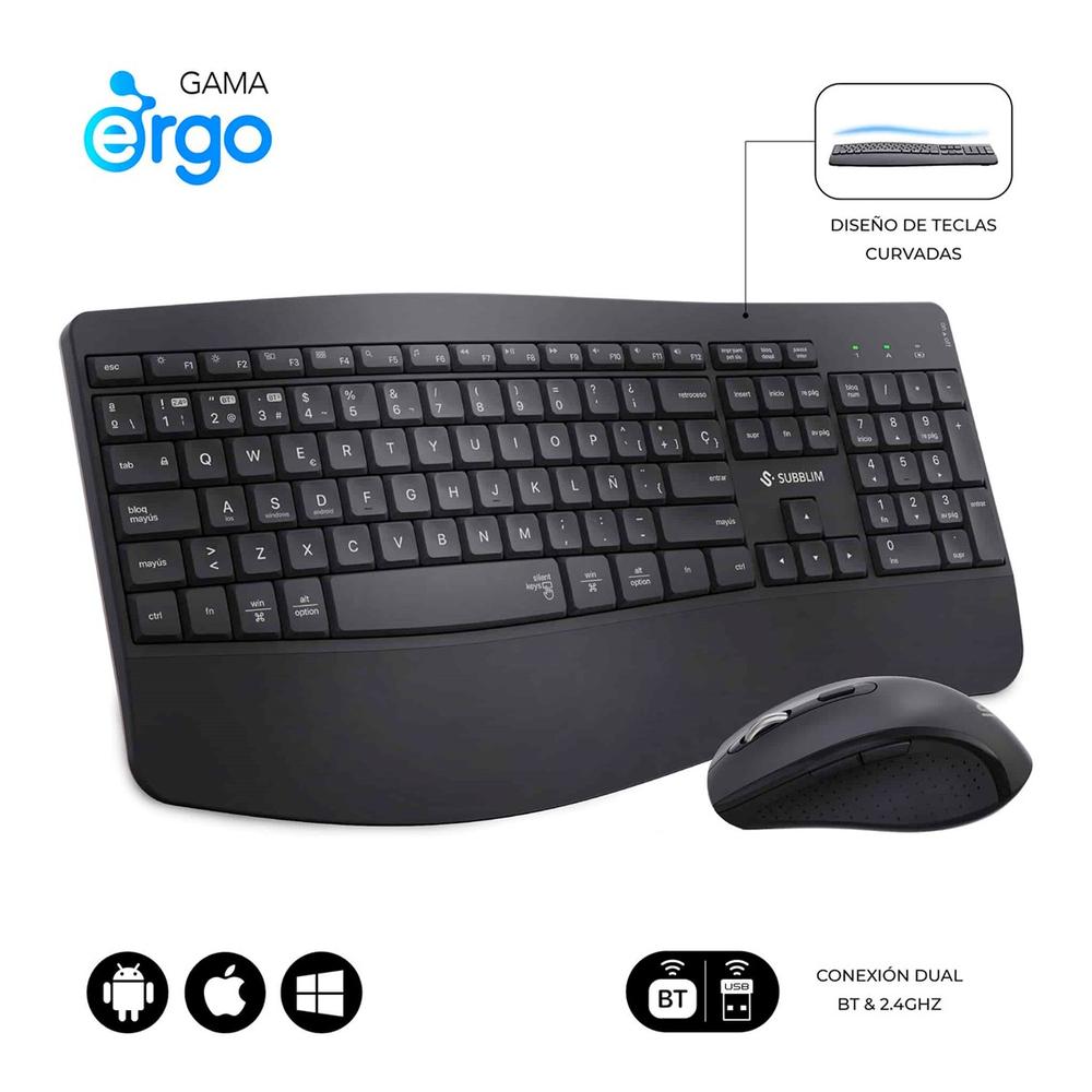 Teclado raton Subblim combo dual office prowave Negro #negro