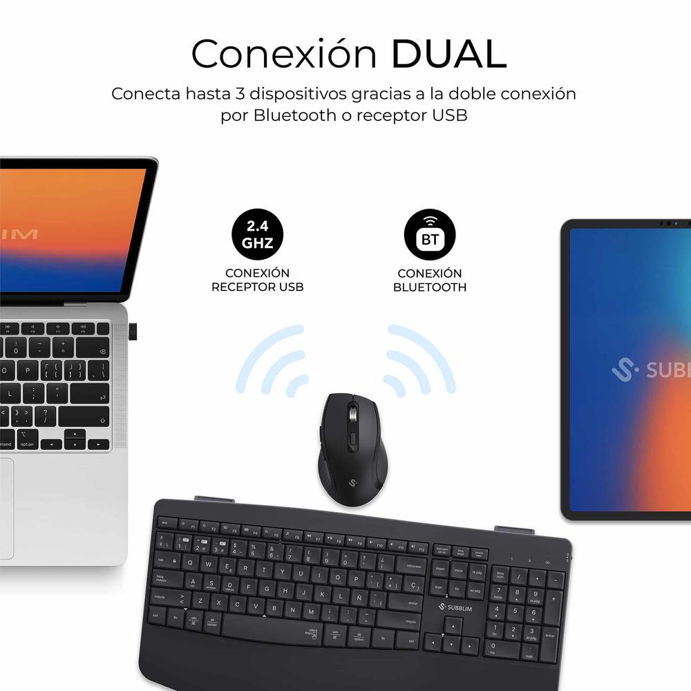 Teclado y Ratón Inalámbrico Subblim Combo Dual Office Prowave/ Negro