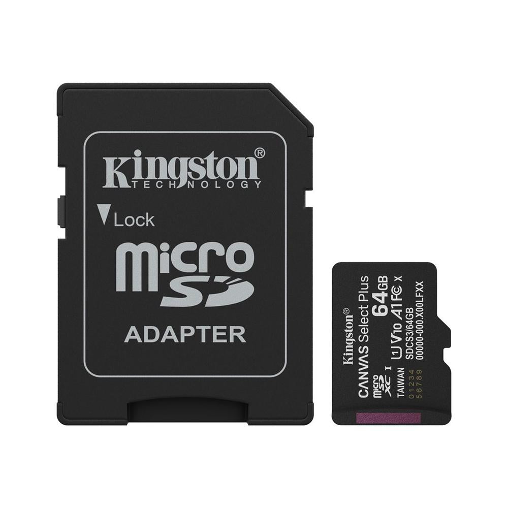 Tarjeta memoria micro sdxc 64GB Kingston canvas select plus + adaptador sd