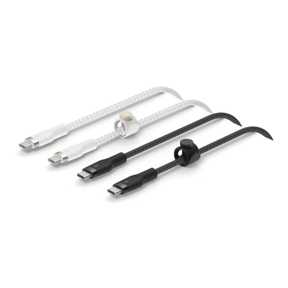 Cable USB tipo c Belkin 1m · macho - macho · pack 2 blanco - negro