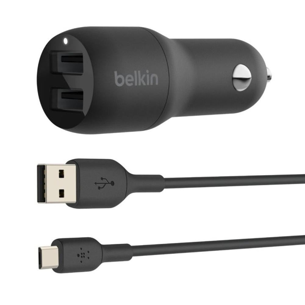 Cargador coche belkin ccb001btbk 24w 2x