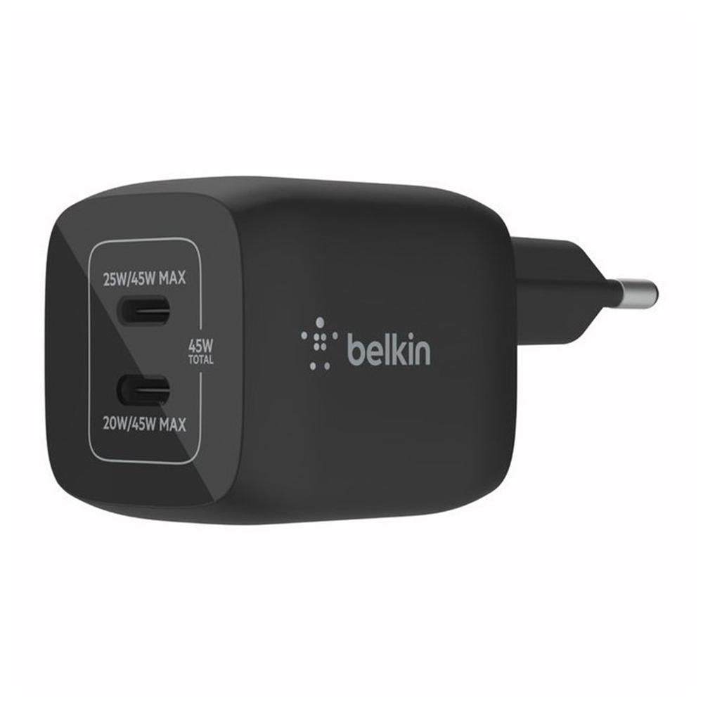 Cargador de pared Belkin wch011vfbk 45w 2x USB tipo c negro