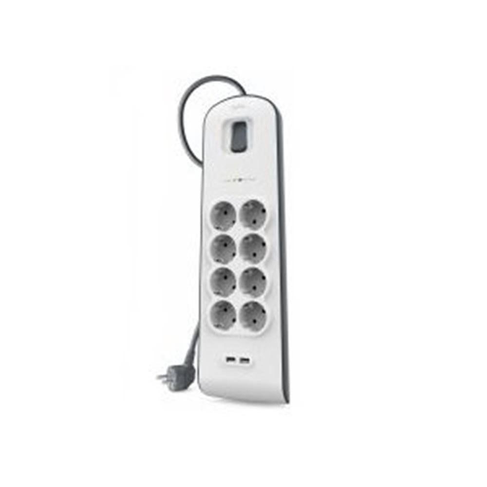 Regleta alimentación Belkin bsv804vf2m - v2 8 tomas con protección 2x USB tipo a interruptor color blanco