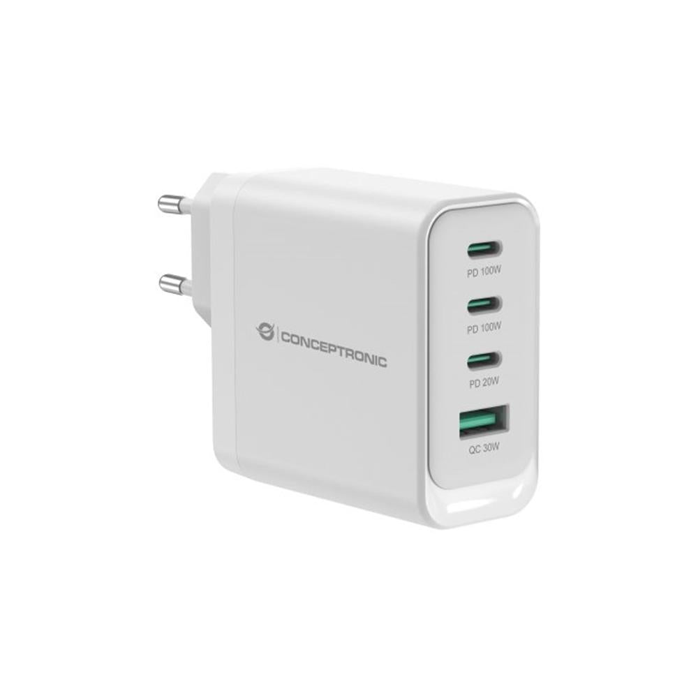 Cargador de pared Conceptronic althea22w100 100w 3x USB tipo c 1x USB tipo a blanco