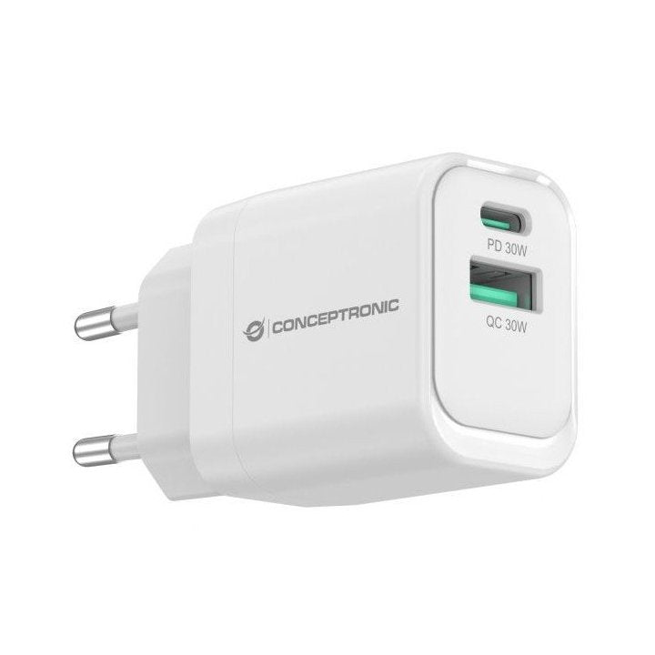 Cargador de pared Conceptronic althea1933 33w 1x USB tipo x 1x USB tipo a blanco