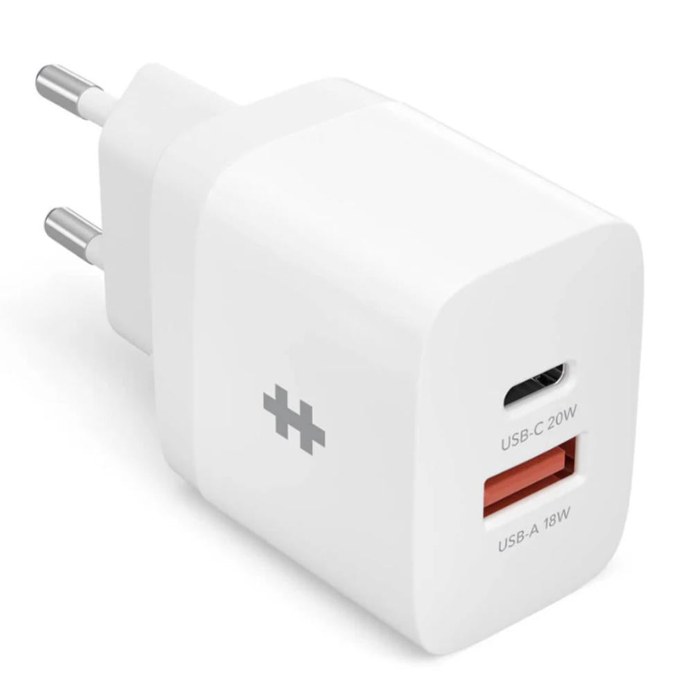 Cargador Hyper juice 20w 1x USB tipo a 1x USB tipo c blanco