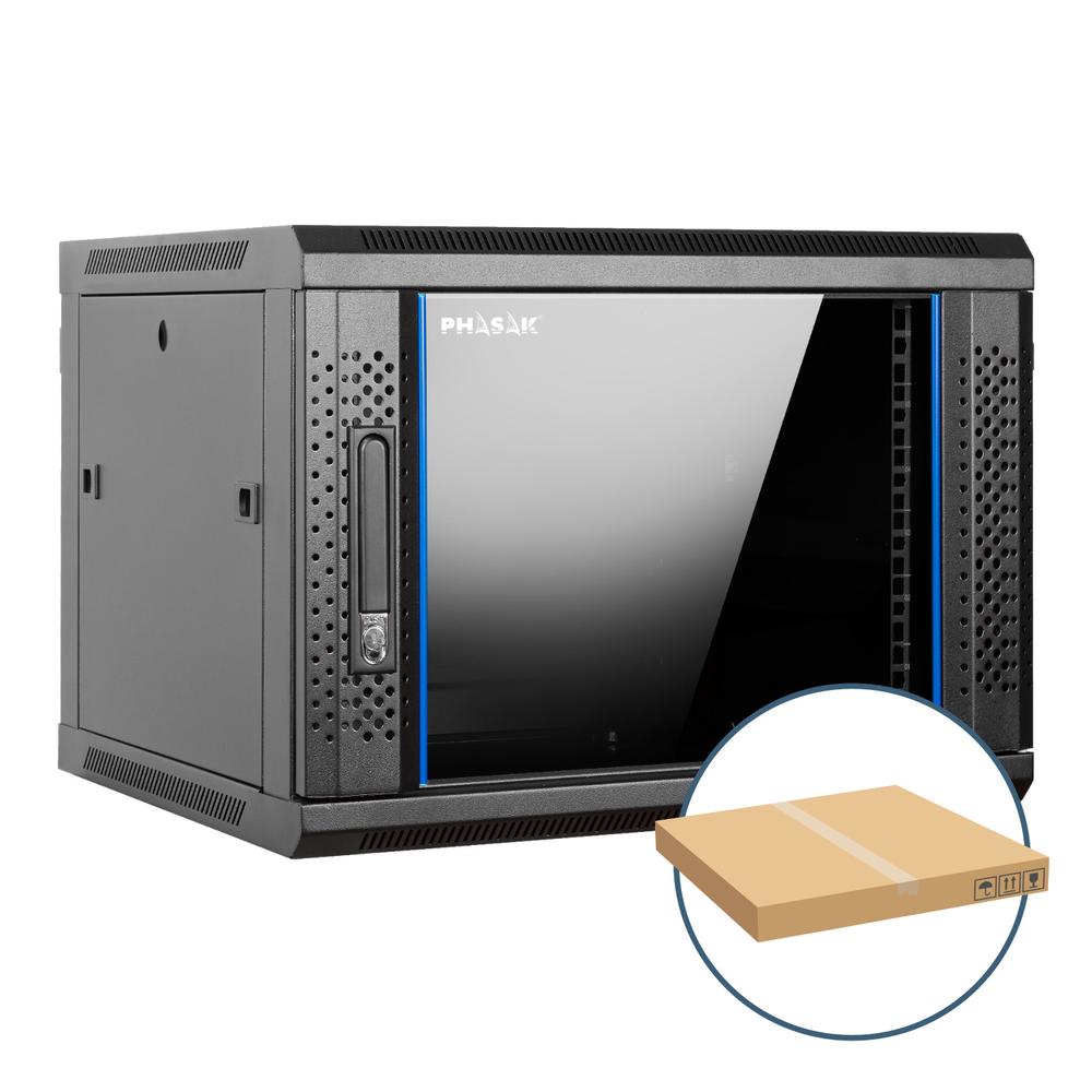 Armario rack mural 19 pulgadas Phasak pro 9u 600x450 desmontado (envio flat pack) (incluyen 2 vent bolsa tornilleria)pho 2109d