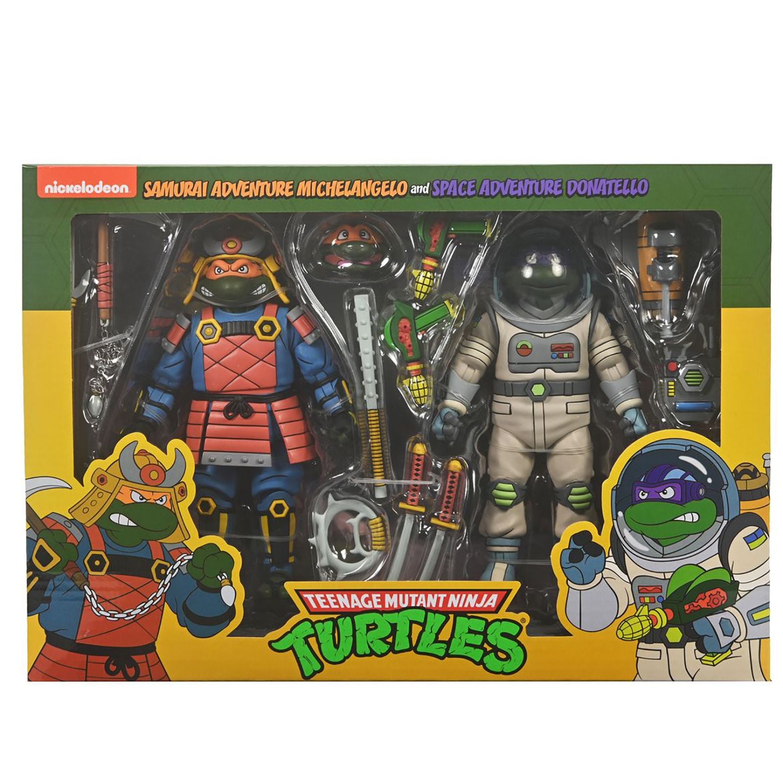 Figura Neca teenage mutant ninja turtles space adventure donatello & samurai adventure michelangelo pack 2 scale action 18cm