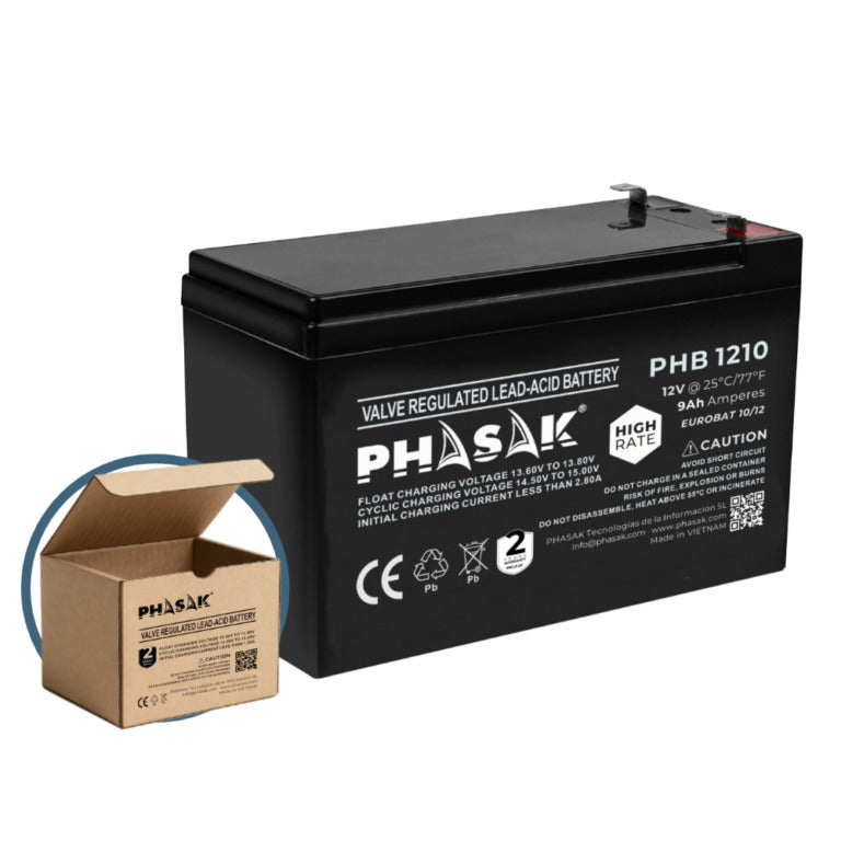 Bateria Phasak phb 1210 high rate compatible para sais 9ah 12v acido - plomo