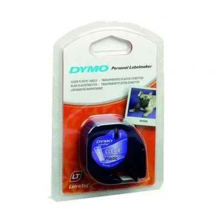 Cinta Rotuladora Adhesiva de Plástico Dymo 12267/ para Letratag/ 12mm x 4m/ Negra-Transparente - PixelPlaza