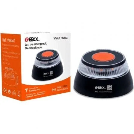 Luz baliza de emergencia para coche Ebox V16 IoT EB2503/ Homologada/ Base Imantada/ Geolocalizable/ Funciona a Pilas - PixelPlaza