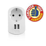Cargador USB Ewent 2 puertos · 155w · enchufe shuko blanco