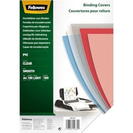 Portadas de PVC Fellowes 5375901/ A4/ 180 Micras/ 100 unidades/ Transparente - PixelPlaza
