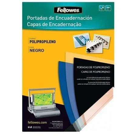Portadas de Polipropileno Fellowes 54772/ A4/ 500 Micras/ 100 unidades/ Negras - PixelPlaza