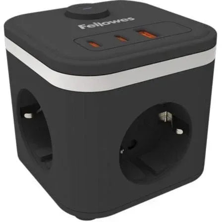 Regleta con Interruptor Fellowes/ 3 Tomas de corriente/ 1 USB - 2 USB Tipo-C/ Cable 2m/ Negra - PixelPlaza