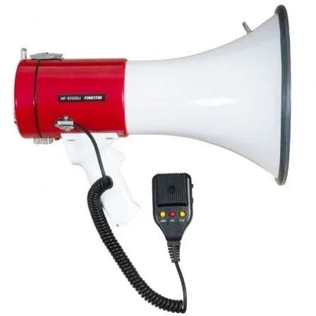 Megáfono con sirena Fonestar MF-600SGU/ 25W/ USB/ SD/ a Batería/ a Pilas/ a 12V CC - PixelPlaza