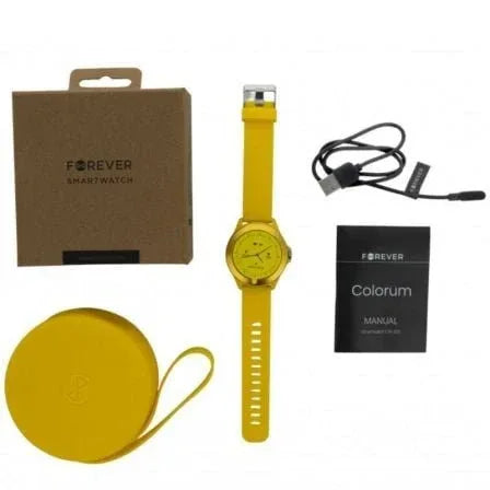 Smartwatch Forever Colorum CW-300/ Notificaciones/ Frecuencia Cardíaca/ Amarillo - PixelPlaza