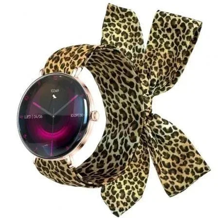 Forever Smartwatch Lucca SB-370/ Notificaciones/ Frecuencia Cardiaca/ Oro Rosa/ Incluye Correa Leopardo - PixelPlaza