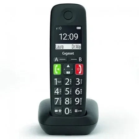 Teléfono fijo inalámbrico Gigaset e290 negro 150 numeros · 21 tonos