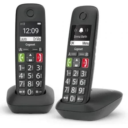 Teléfono Inalámbrico Gigaset E290/ Pack DUO/ Negro - PixelPlaza