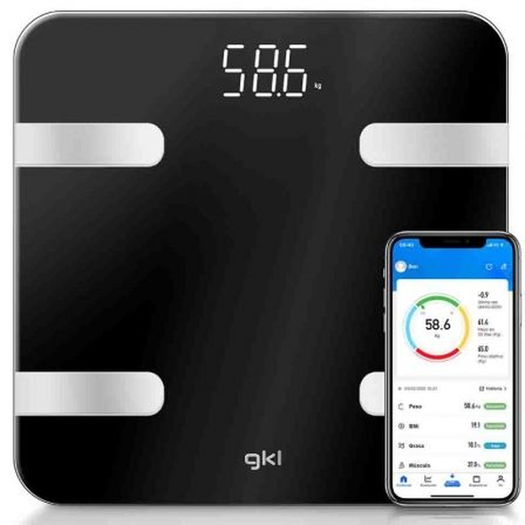 Báscula de Bańo GKL Fitblue 300 Black/ Hasta 180kg
