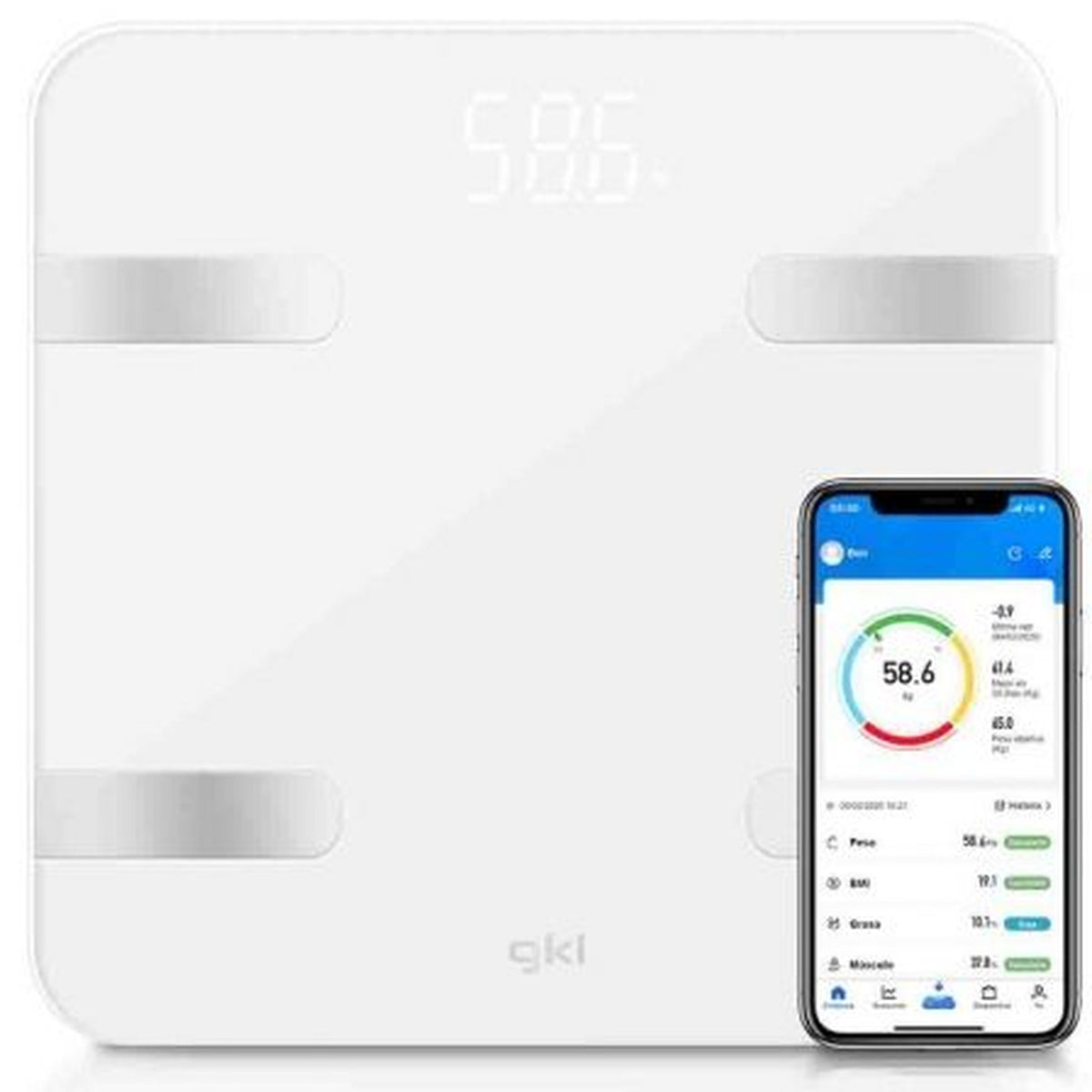 Báscula de Bańo GKL Fitblue 300 White/ Hasta 180kg