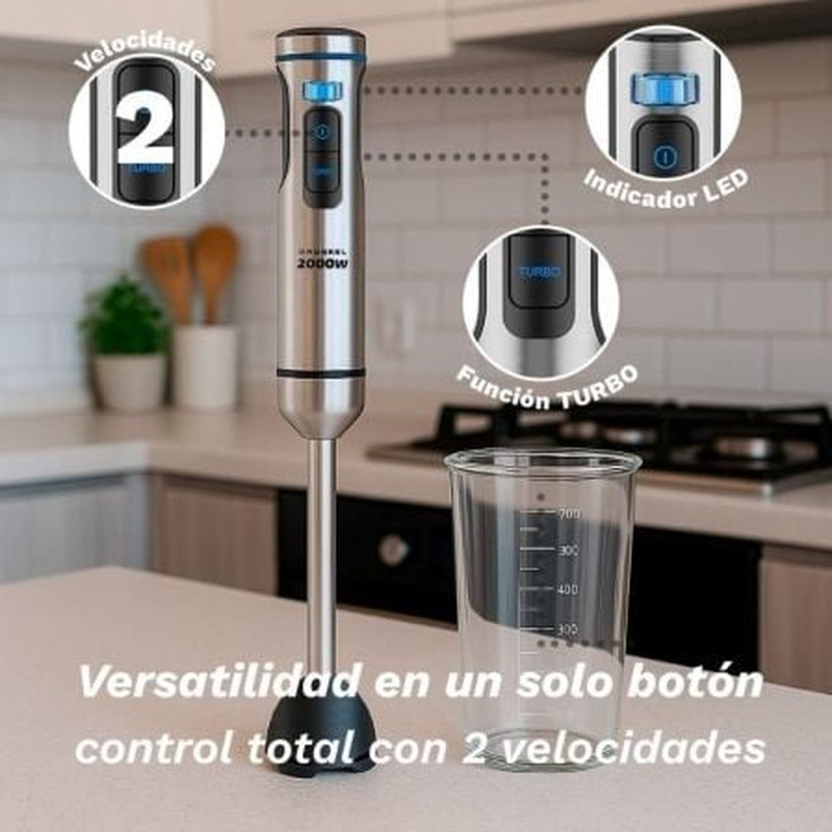 Batidora de mano Grunkel BM-2000EXTREME/ 2000W/ Capacidad 0.8L