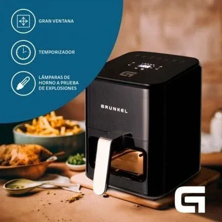 Freidora por Aire Airfryer / Sin Aceite Grunkel Black Easy Fryer/ 1200W/ Capacidad 4L - PixelPlaza