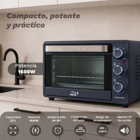 Horno de Sobremesa Grunkel HR-23EASY/ 1600W/ Capacidad 23L - PixelPlaza
